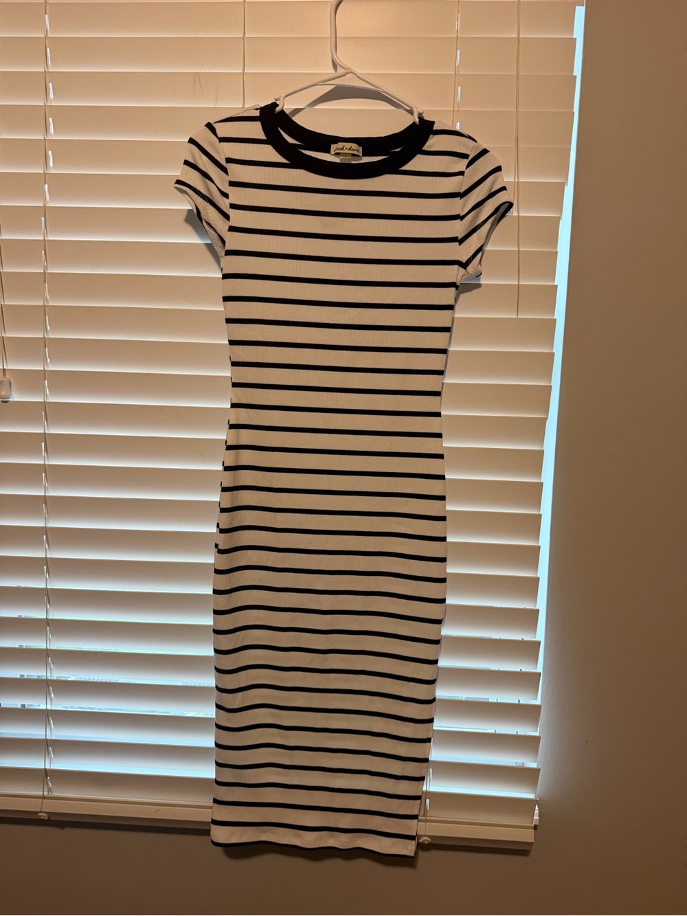 Derek Heart Black and White Striped Midi Dress